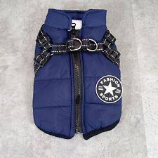 Pet Dog Coat Fleece Lined Waterproof Blue Navy Jacket Size S
