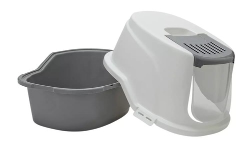 Cat litter tray plastic grey - litter,