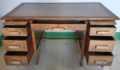 Vintage oak teacher desk - oak,