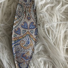 SMALL Leather Dog Collar LINED Greyhound Whippet Saluki SILVER PAISLEY PRINT