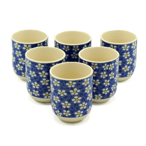 Herbal tea cup - blue, daisey