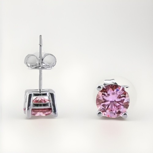Pink diamond stud earrings - pink,