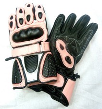 Kids Childrens Sport Minimoto Motorcycle  Racing Leather G-304 Glove Pink - T