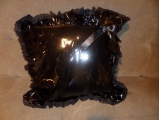 PRETTY BLACK SHINY PVC LACE TRIM FRILLY SISSY KNEELING PAD CUSHION  SATIN BOW
