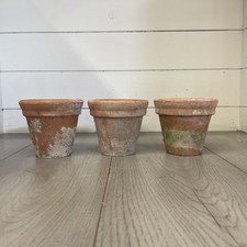 A Set Of Three Vintage Terracotta Pots 11.5cm X 11.5cm X 10.5cm P82￼