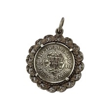 1940 Threepence Coin Sterling Silver Pendant Charm - Vintage English Example 