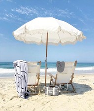 Boho Beach Umbrella White UPF