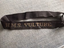ORIGINAL 1940s HMS VULTURE DOT HAT NAME TALLY ROYAL NAVY ST MERRYN FLEET AIR ARM
