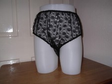 SISSY~MAIDS~ADULT BABY~UNISEX~TV/CD NOISY PVC LINED BLACK LACE HI WAIST PANT