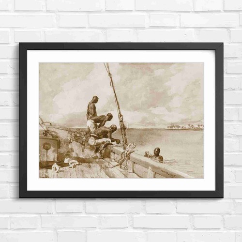 Seamen diving from boat - diving,