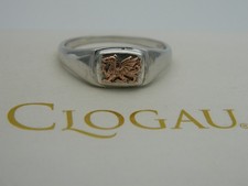 Welsh Clogau Sterling Silver & 9ct Rose Gold Welsh Dragon Signet Ring size S