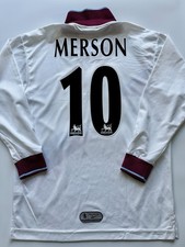 Aston Villa Away Shirt 1999 to 2000 | Reebok | Long Sleeve | Merson 10 | Men’s S