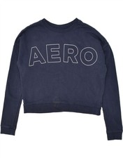 AEROPOSTALE Womens Graphic Sweatshirt Jumper UK 6 XS Navy Blue Cotton AQ25