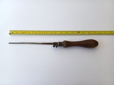 VINTAGE ANTIQUE KEY HOLE PAD SAW - WOOD & BRASS HANDLE - 8" BLADE CARPENTRY SAW