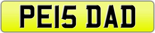 Initials dad number plate - pe,