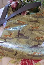 Susie Faulks green tone fox & deer Print Coated Canvas Crossbody Bag