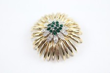 Attwood & Sawyer Brooch Signed Branded Gold Tone Stone Set Foliate