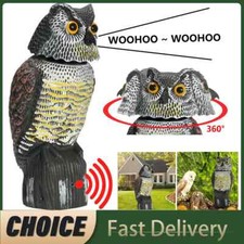 Owl to Keep Birds Away Decoy Scare Fake Owl Reflective Hanging Repellent w/Sound