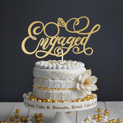 Engagement cake topper - topper, engaged