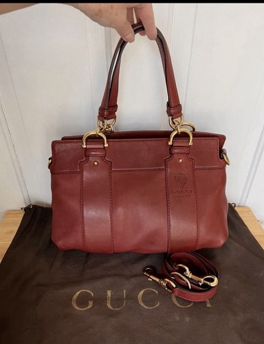 Gucci bordeaux leather handbag - bordeaux,