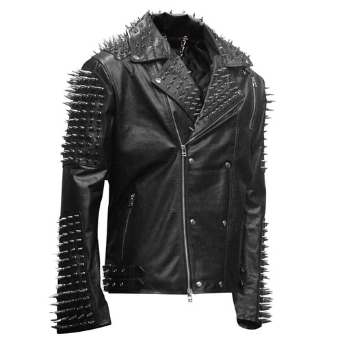 Mens black punk - mens, silver