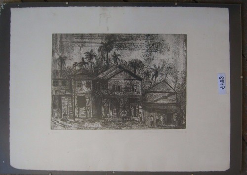 Signed etching 1980 star - etching,