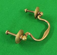 Brass swan neck drawer handle backplate & pommel set 79mm antique drop pull desk