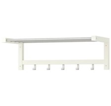 New -  Ikea Tjusig White  31 1/8" HAT RACK SHELF with 5 Coat Hooks