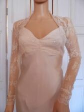 Champagne (antique, vintage) LACE  Full length Sleeve Bolero Shrug Wedding 