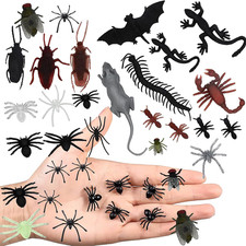 50PCS Halloween Party Supplies Black Plastic Spiders, Plastic Realistic Bugs Fak
