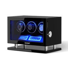 Fingerprint Lock Automatic 3 Watch Winder Box Display Case LCD Touch Screen LED