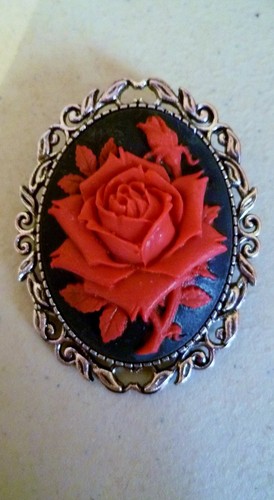 Red rose brooch medieval - medieval, pin