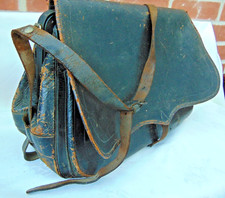 Vintage 1920s French Leather Shoulder Saddle / Post Bag