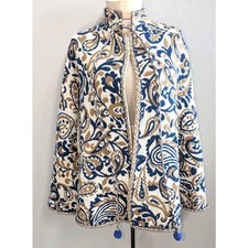 Womens Cardigan Poncho Reversible Baroque Tapestry Paisley Tie Neck One Size