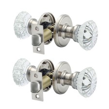 Crystal Door Knobs 2 Pack Glass Doorknobs for Bed Bath Clear Glass Privacy In...