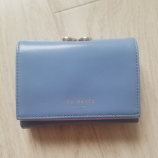 Ted Baker Smoot Ivoory Blue Crystal Clasp Mini Matinee Small Purse Leather BNWOT