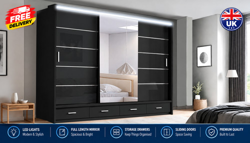 Black mirrored sliding door - mirrored,