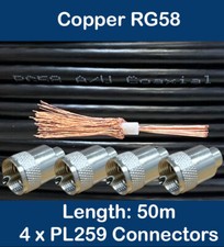 50m Copper Black RG58 50 Ohm