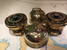 PaIr Rare Brass Original R. N. Ships Binnacle Gimbal Pelorus Compass Maritime