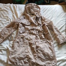 Topshop Pac A Mac size 10 leopard print long belt pockets  packable buttons pop