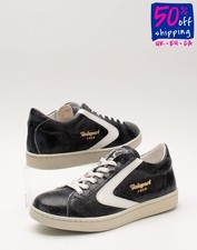 RRP€219 VALSPORT Leather Sneakers US5 UK4.5 EU37 Cracked Effect Made in Italy