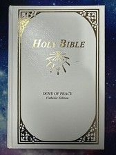 Amazing Shape Holy Bible KJV King James Dove Of Peace Version White Leather 1991
