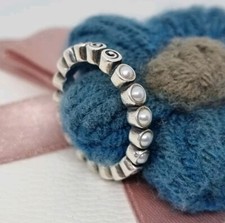 Genuine Pandora Silver & Freshwater Pearl Ocean's Treasure Ring  ? Size 51 