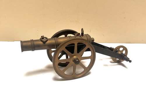 Vintage miniature brass cannon - brass,