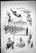 Antique Print Ladies Class German Gymnasium Sport Rope Climbing Ladder 1876