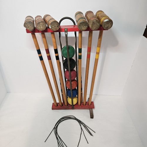 Vintage croquet set with stand - vintage,