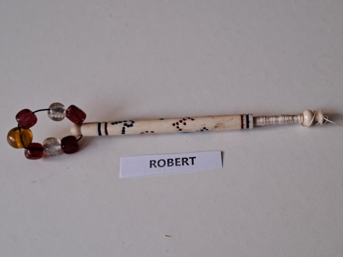 Antique bone lace bobbin with - lace,