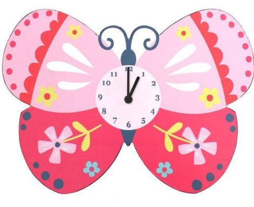 Childrens butterfly clock pink - childrens,