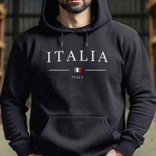 Mens Adults Hooded Sweatshirt Italia Print Designer Graphic Hoodie Jumper Top