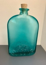 Vidrios de Levante Recycled Glass Decorative Bottle with Cork – Aqua Blue Spain